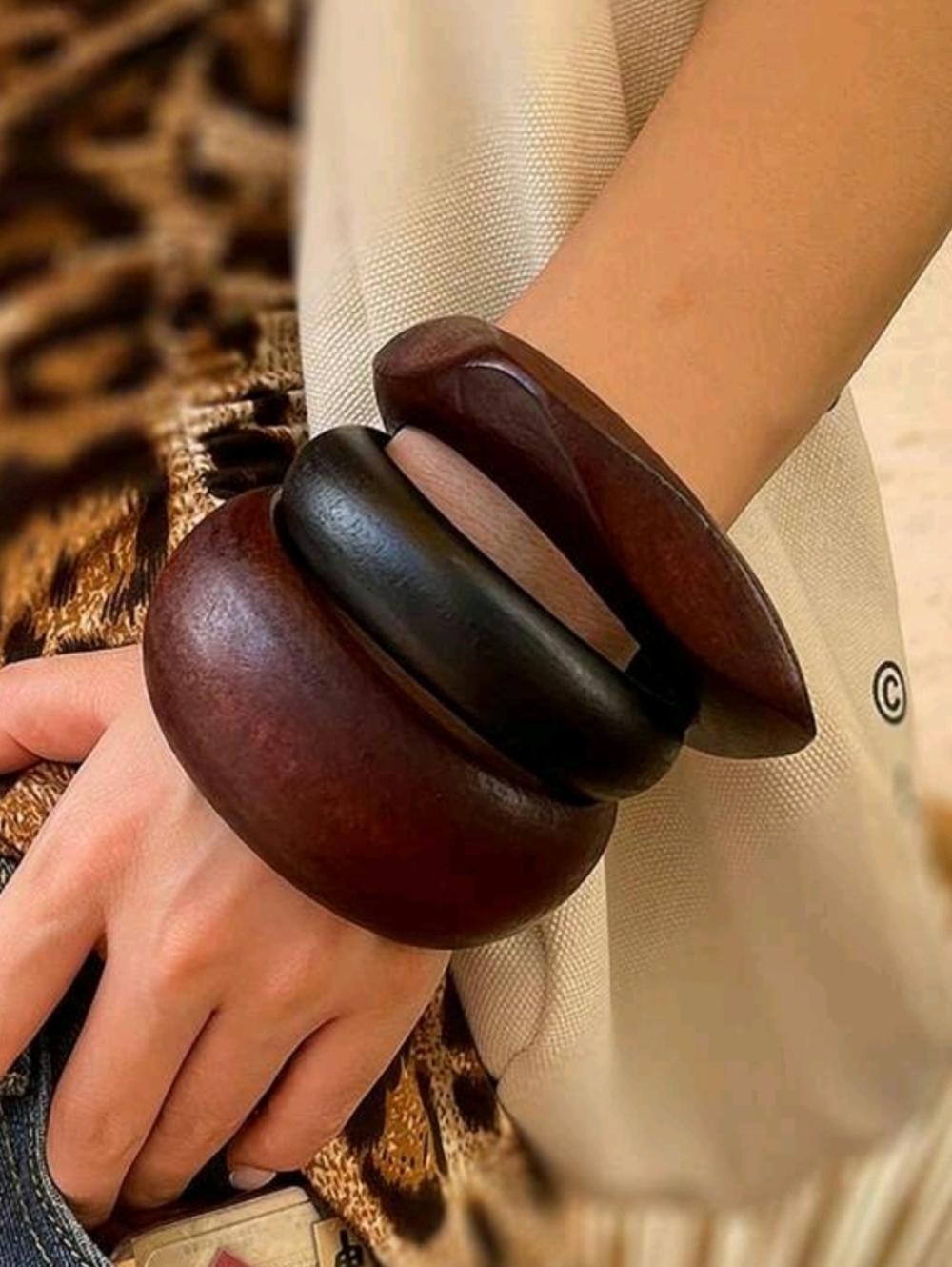 Set Of 3 Wooden Bracelets